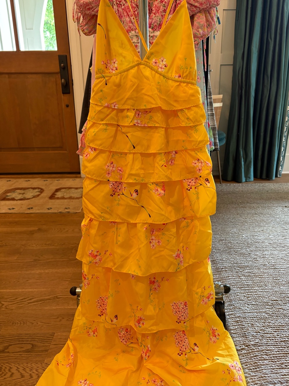 Buddy Love Yellow Floral Tiered Maxi Dress | Size S | NWT